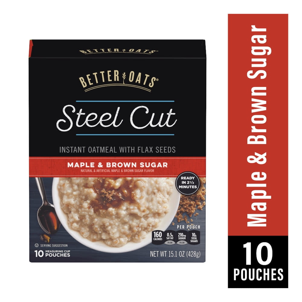 https://i5.walmartimages.com/seo/Better-Oats-Maple-and-Brown-Sugar-Steel-Cut-Oatmeal-Packets-with-Flax-Seeds-10-Instant-Oatmeal-Packets-15-1-oz-Pack_055d2e2a-aa3e-45cf-8f39-fad2cf47334d.404ded53125e0a118ece6f652947e256.jpeg