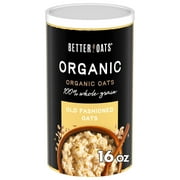 Better Oats Organic Old Fashioned Oats, Organic Oats for Overnight Oats and Hot Cereal, 16 oz Tub