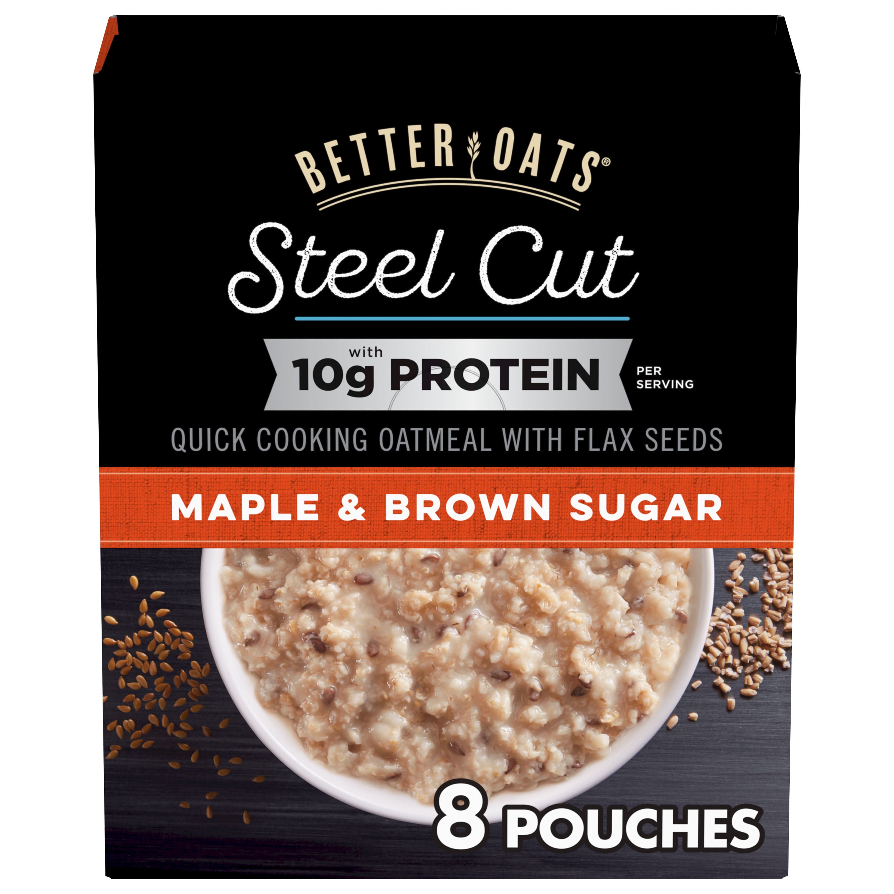  Better Oats Steel Cut Maple Brown Sugar Instant Oatmeal with  Flax 15.1 oz. Box (01791) : Grocery & Gourmet Food
