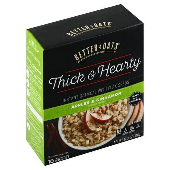 Better Oats® Thick & Hearty Apples & Cinnamon Instant Oatmeal with Flax Seeds 12.3 oz. Box