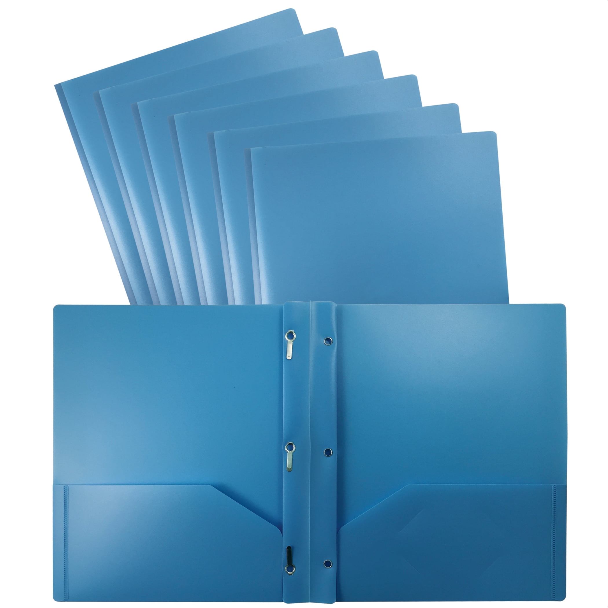 Better Office Products 24-Pack Light Blue 2-Pocket Pocket Folders with 3 Metal Prongs, 24 Count