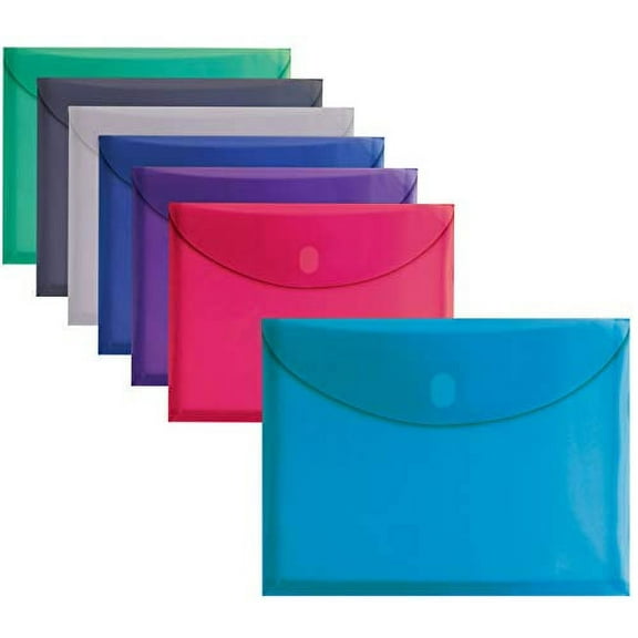 Better Office Products 24 Plastic, Reusable Poly Envelopes, Letter Size, Assorted Colors, Transparent