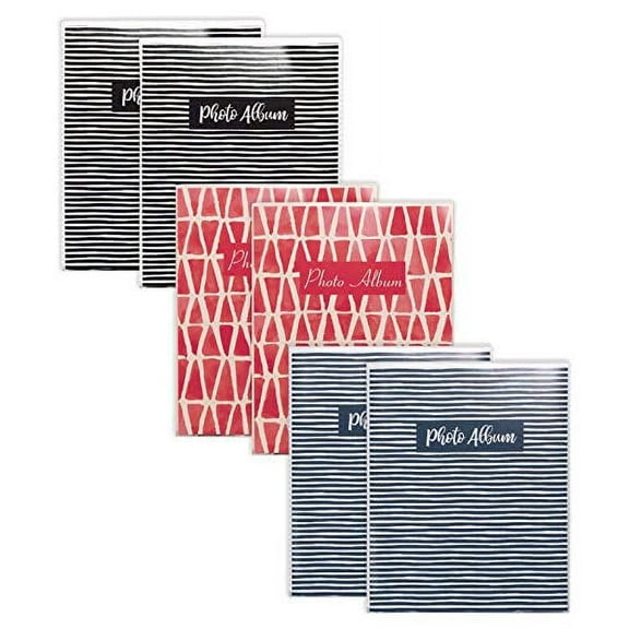 Better Office Products 36 Photo Mini Photo Album, 4 x 6 Inch, Pack of 6, Flexible Cover with Removable Decorative Inserts, Clear View Front Cover, 6 Pack