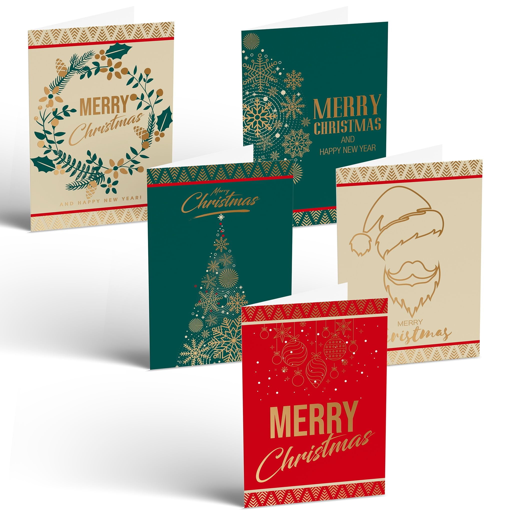 Sigel DS049 A6 Golden Fantasy Christmas Cards - Pack Of 10 With Envelopes, Gold & Blind Embossing