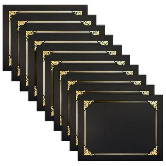Better Office Products Certificate Holders for Letter Size Paper, Black, 50 Count