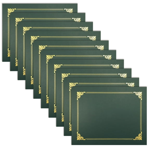 Better Office Products Certificate Holders with Gold Foil Border, 50 Count, Hunter Green