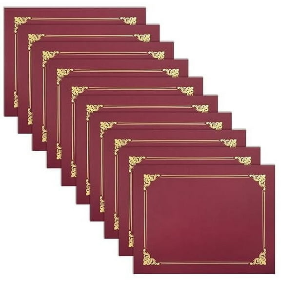 Better Office Products Certificate Holders with Gold Foil Border, 50 Pack, Crimson Red