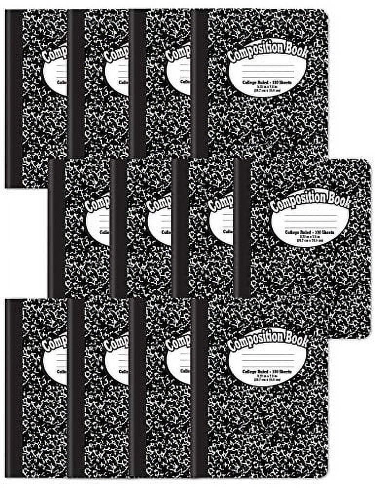 Better Office Products College Ruled Composition Notebooks, 100 Sheets, 9.75 Inch x 7.5 Inch, Black Cover, 12 Pack