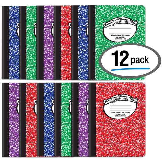 Better Office Products Com position Notebooks, 100 Sheets, 12 Pack