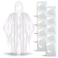 thumbnail image 1 of Better Office Products Disposable Clear Rain Ponchos with Hood for Adults (Thicker Gauge), Emergency Ponchos, Lightweight, Non-Toxic PE Plastic (10 Pack, Polyethylene (PE)), 1 of 2