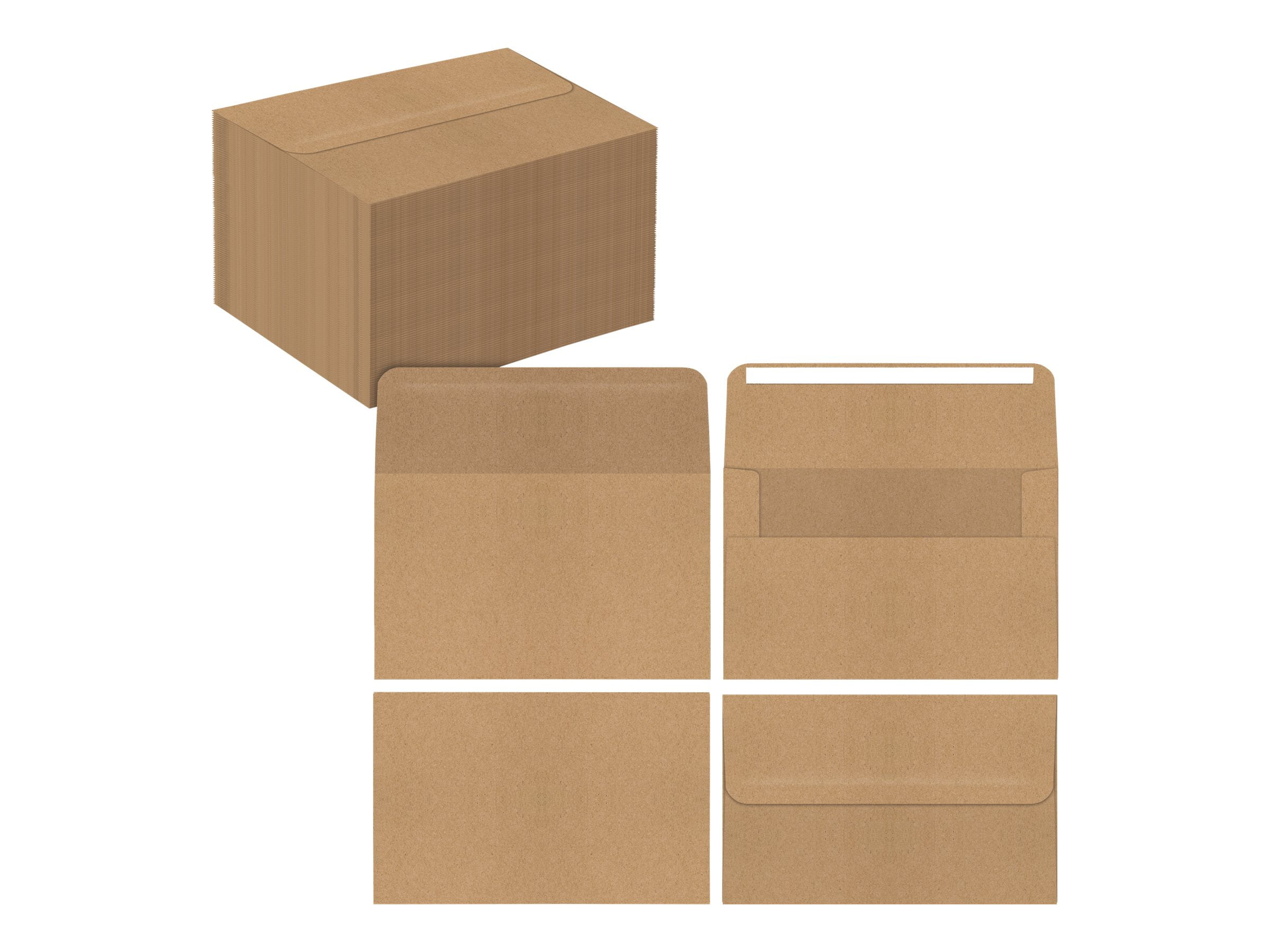 Better Office Products - Envelope - mini - square - 76.2 x127 mm - square - open side - self-adhesive (Peel & Seal) - printable - kraft - brown - pack of 100