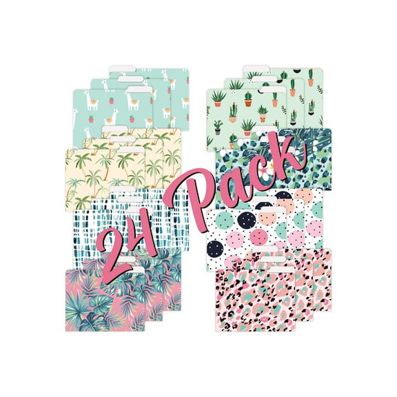 Better Office Products - File folder - letter - for 292 x 241 mm - tabbed - cute and fun modern designs - assorted colors (pack of 24)
