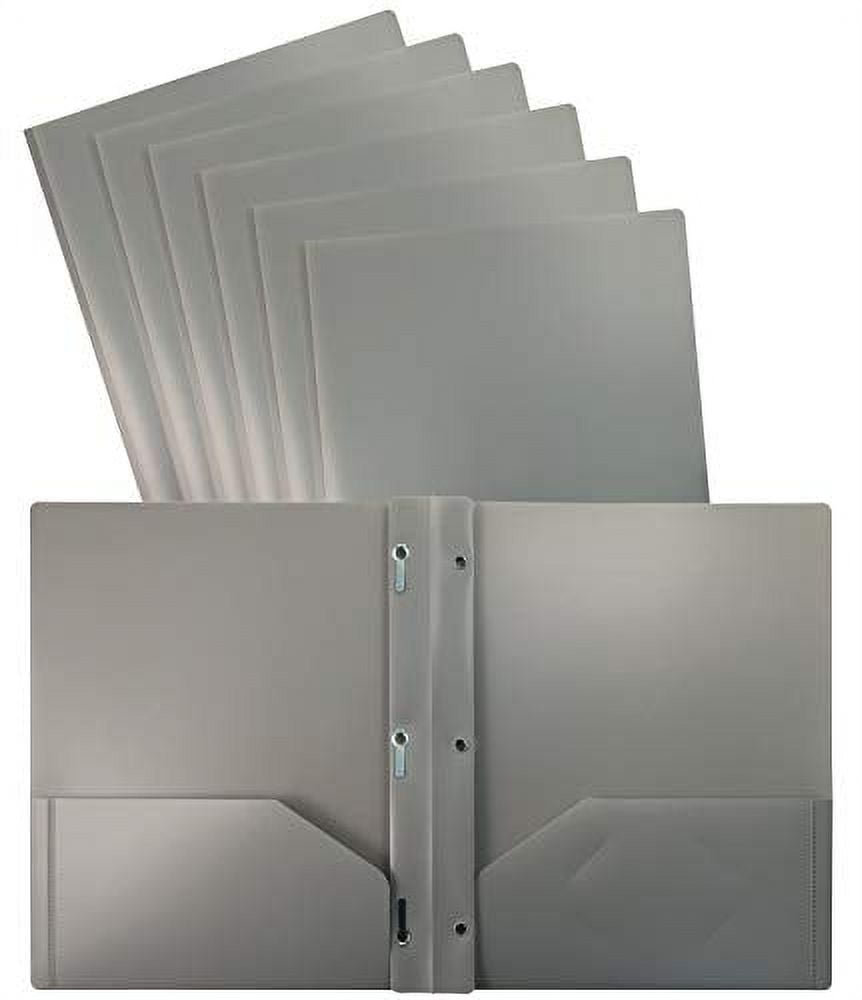 Better Office Products Gray Heavyweight Poly Folders, 2 Pockets with ...