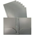 thumbnail image 1 of Better Office Products Gray Plastic 2 Pocket Folders with Prongs, 24 Pack, Heavyweight, Letter Size Poly Folders with 3 Metal Prongs Fastener Clips, Gray, 1 of 3