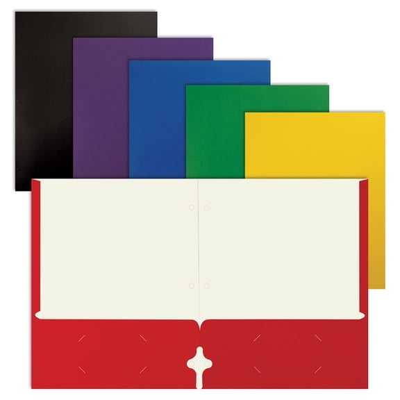 Better Office Products Letter Size 2 Pocket Paper Folders, Assorted Colors, 50 Pack