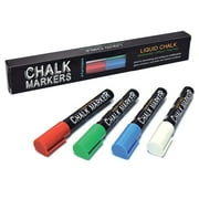 Better Office Products Liquid Chalk Markers, 6mm Reversible Tip (Chisel and Bullet), Wet Erase Marking Pens for Chalkboards, Signs, Windows, Blackboards, Glass (4 Primary Colors)