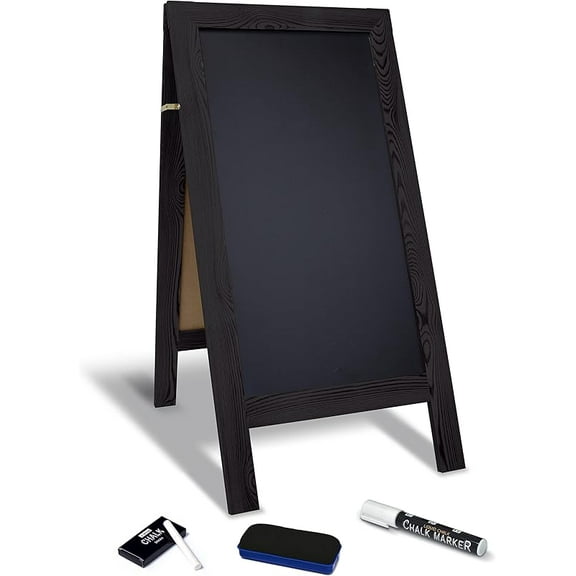 Better Office Products Magnetic A-Frame Chalkboard Sign, Extra Large 20" x 40", Standing Chalkboard Easel, with Chalk Marker + Chalk & Eraser, Sandwich Board Outdoor Sidewalk Sign,(Black)