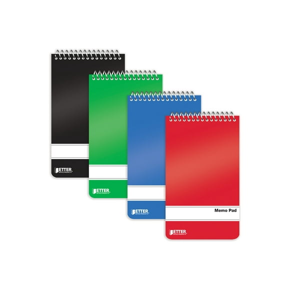 Spiral Memo Pads, 24 Pack, 3 x 5 inches, 60 Sheets, College Rule, by Better Office Products, Assorted Solid Colors, 24 Pack