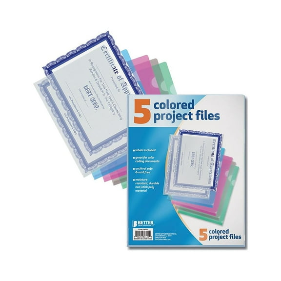 Better Office Products Non-Stick Poly Project Files Letter; 12/Pack 86422