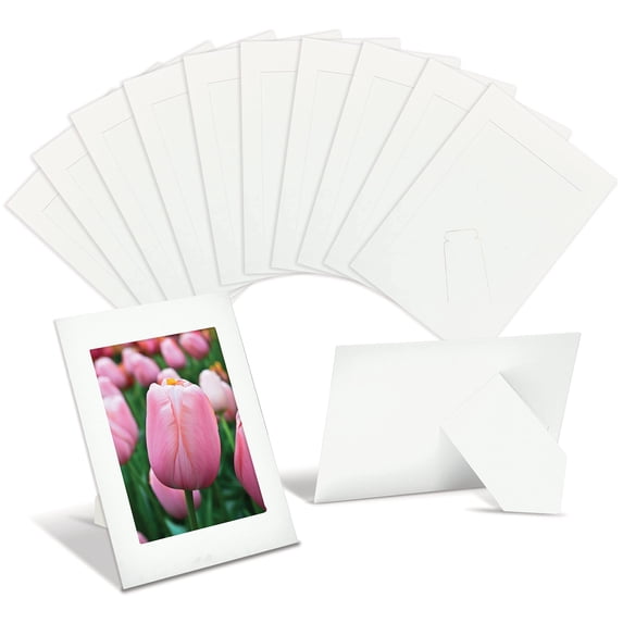 Better Office Products Paper Picture Frames for 4 x 6 Inch Inserts, 50 Pack, Heavy Cardstock Photo Frame with Easel, Standing Paper Frames (White)