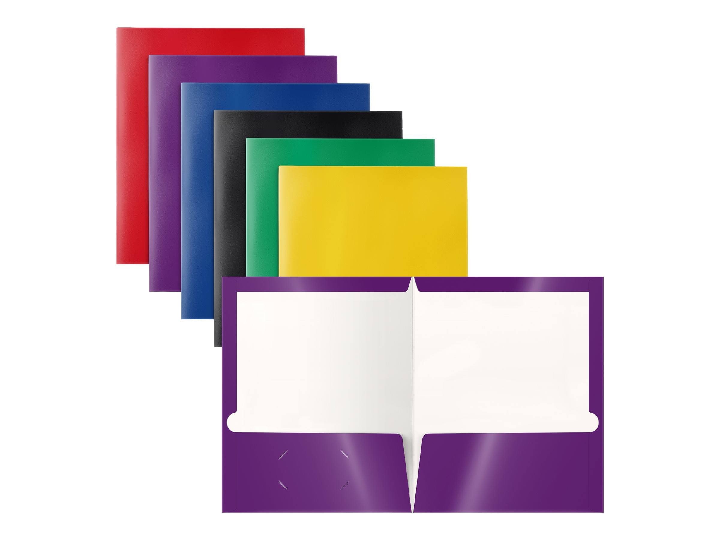 Better Office Products - Pocket folder - 2 compartments - for Letter A Size 8.5 in x 11 in - capacity: 100 sheets - black, red, blue, purple, orange, green, yellow pack of 25