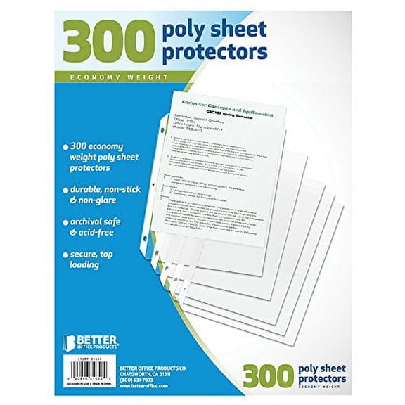 Better Office Products Sheet Protectors, 300 Count