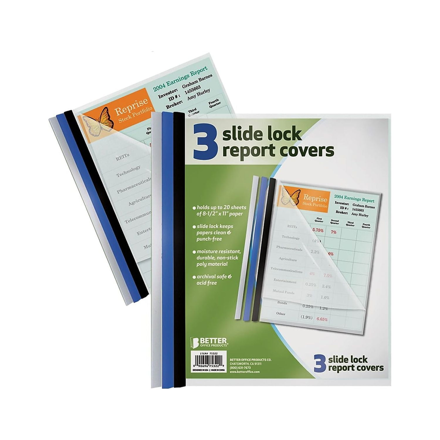 Better Office Products Sliding Bar Clear Report Covers, Durable 5 Mil
