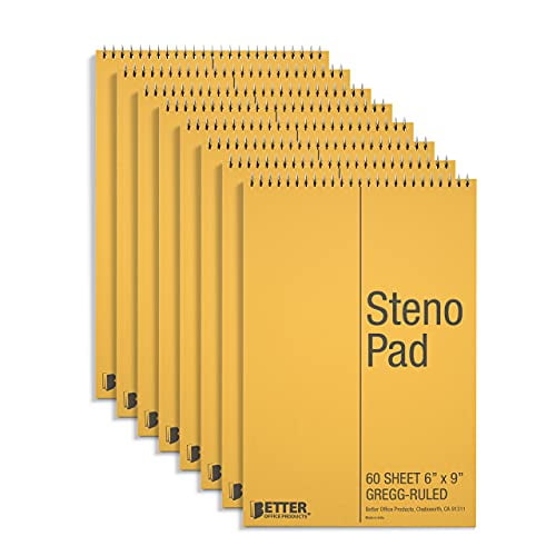 Better Office Products Steno Pad, White, 120 Pages