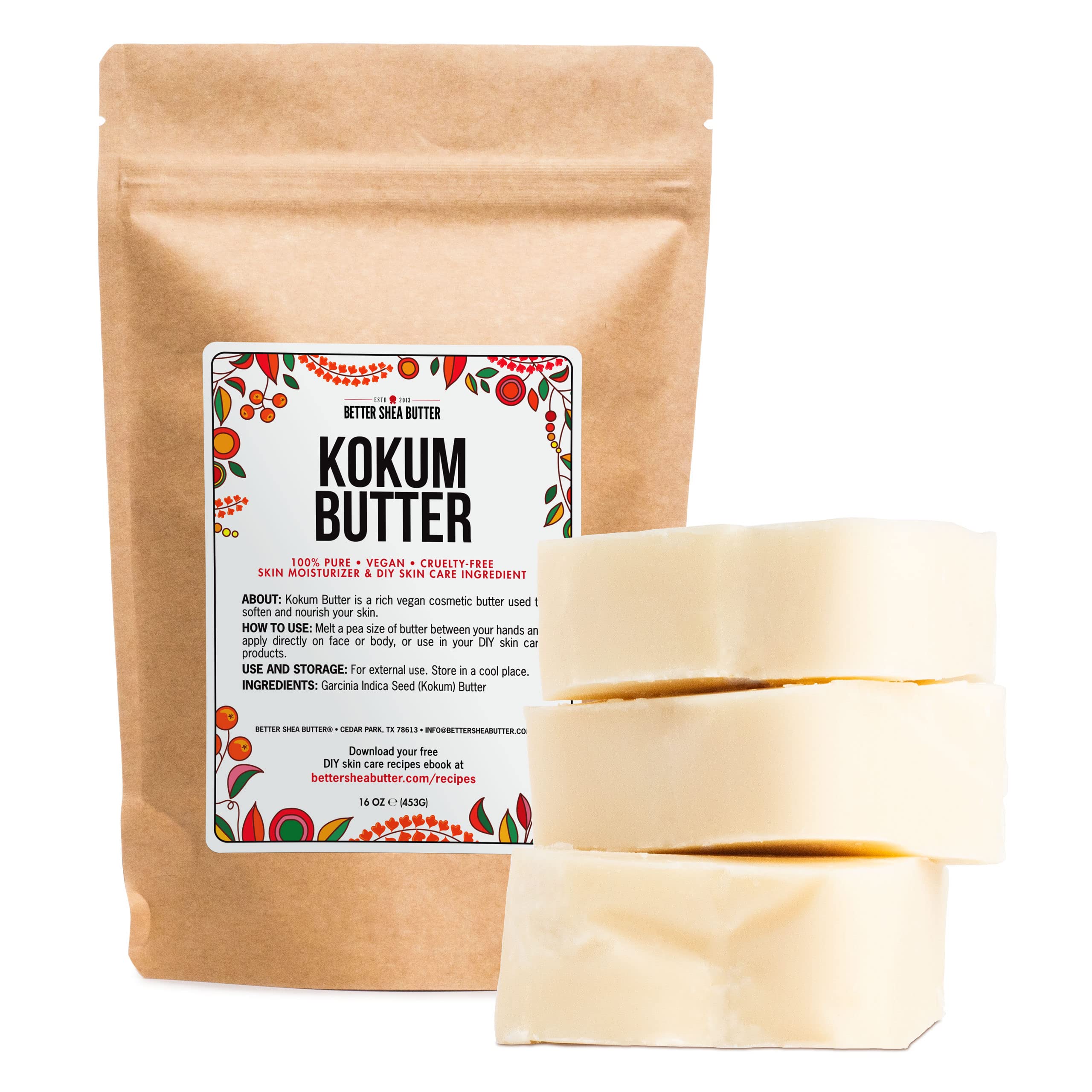 Better Shea Butter Raw Kokum Butter Unrefined Body Butter Bar for