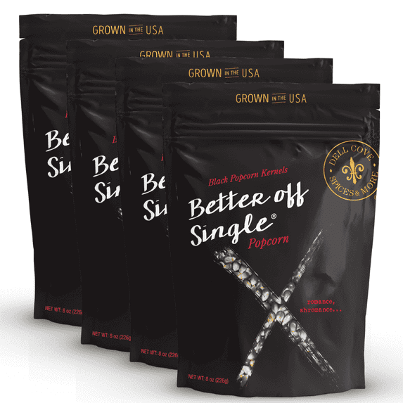Better Off Single - Black Popcorn Kernels by Dell Cove Spices - Perfect Treat for Breakup Blues - Ideal for Gourmet Stovetop Popcorn Experience, Two Pound