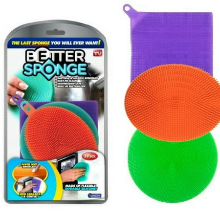 Better Sponge, Cleaning Dishwashing Silicon Mildew-Free Sponges, 3 Multi-colored Textured Silicone Sponges, As Seen on TV price history and forecast - Better Sponge 1734