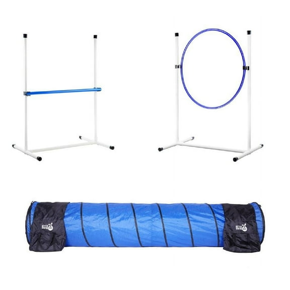 Better Sporting Dogs 3 Pc Dog Agility Equipment | Bar Jump | Tire Jump | 10 Tunnel & Bags