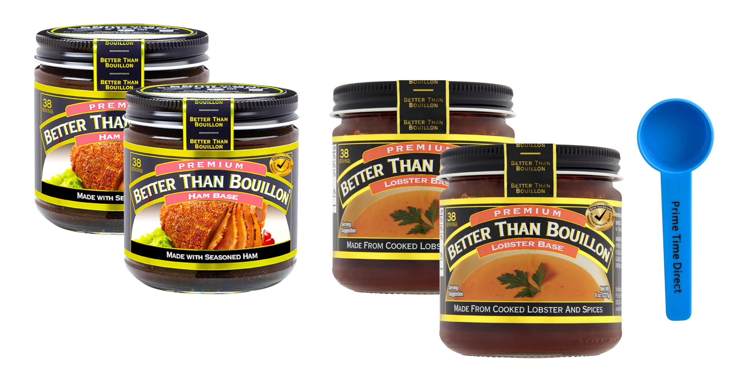 Better Than Bouillon Ham SE33 Base 8 oz and Lobster Base 8 oz (4 Pack