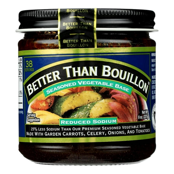 Better Than Bouillon Reduced Sodium Seasoned Vegetable Base, 6-Pack Case 8 oz. Jars
