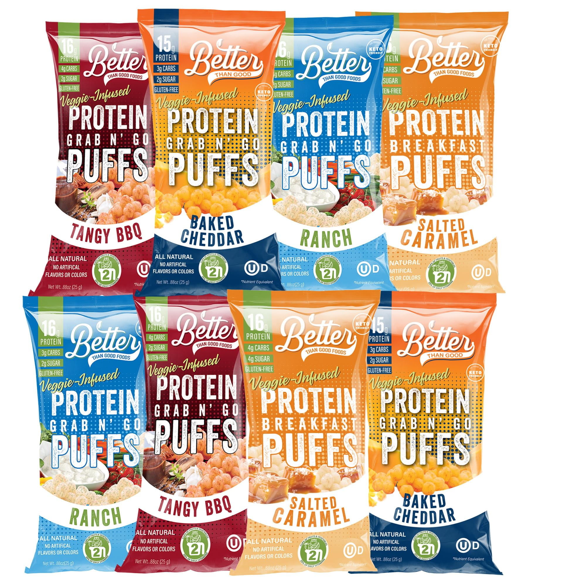 Better Than Good 8 Packs Keto, GlutenFree Protein Puffs Paleo, Low