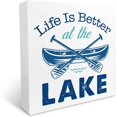 Better at The Lake Rustic Lake Wooden Box Plaque Sign Desk Decor Retro