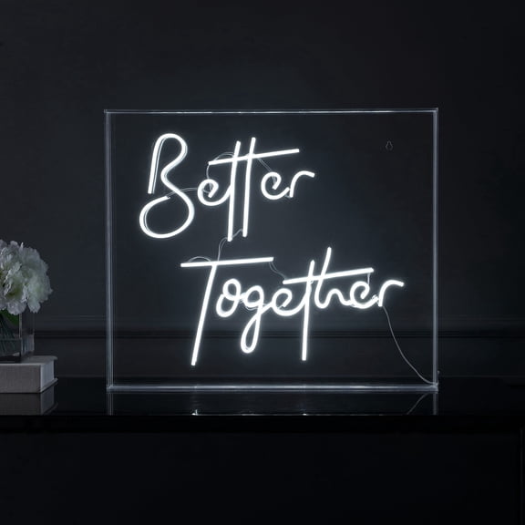 Better Together 23.63" X 20" Contemporary Glam Acrylic Box USB Operated LED Neon Light, White