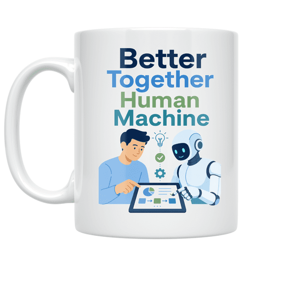 Better Together Human Machine Design - AI Collaboration Enthusiast - 11 oz Ceramic Coffee Mug