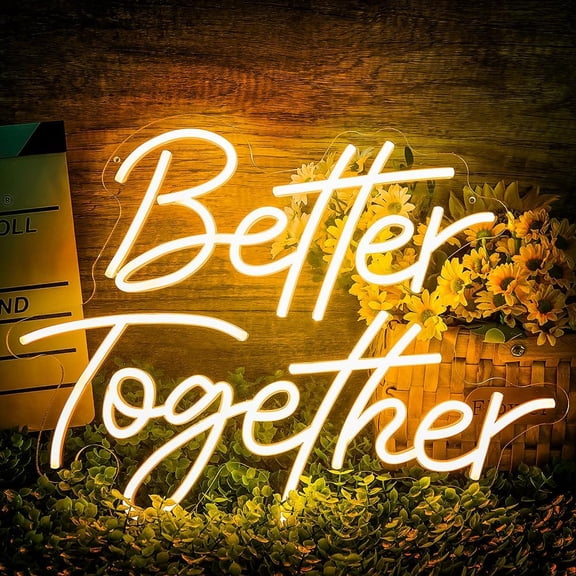 Better Together LED Neon Sign for Wall Decor, Neon Light Gift for Party Dcor, Bedroom, Wedding Engagement Anniversary Bridal Shower Backdrop Decorations