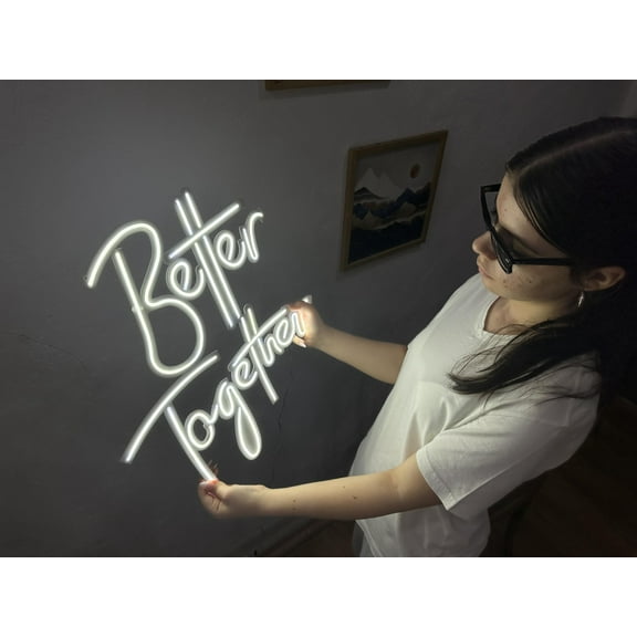 Better Together Metal Neon Sign, Wedding Neon Sign, Backdrop Neon Sign, Personalized Gifts, Engagement LED Sign, LED Name Sign (Without Remote Control)