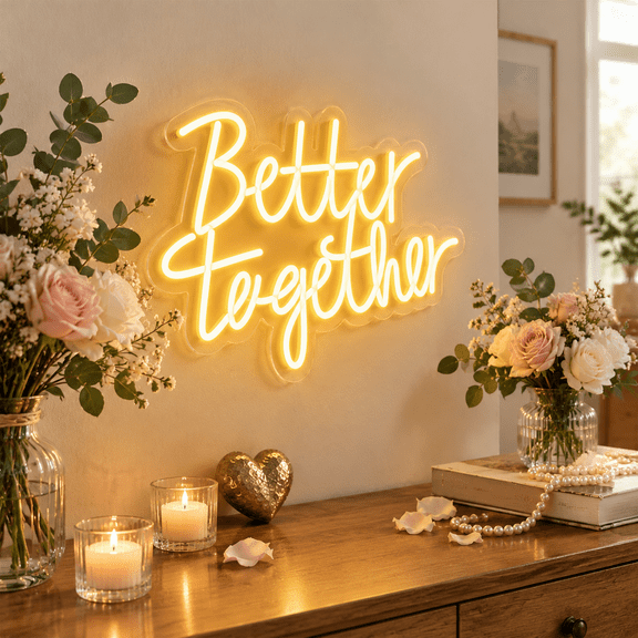 Better Together Neon Sign For Wall Decor Dimmable Led Night Light Party Engagement Bedroom Bar Wedding Birthdaymas Decoration War