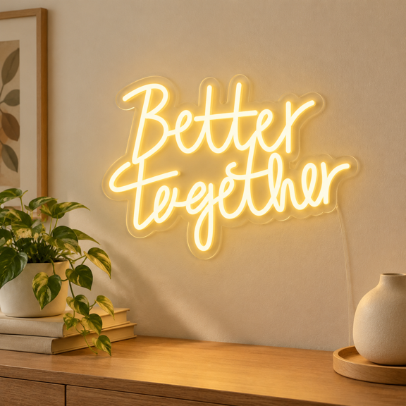 Better Together Neon Sign For Wall Decor Dimmable Led Night Light Party Engagement Bedroom Bar Wedding Birthdaymas Decoration War