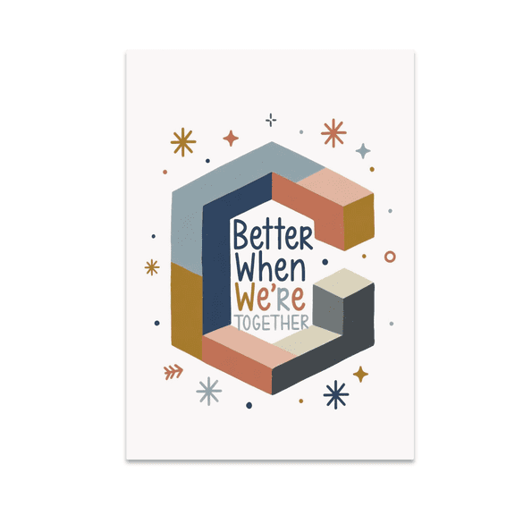 Better Together Sibling Unity Art - Kids Room Decor - 13x19 Poster Print