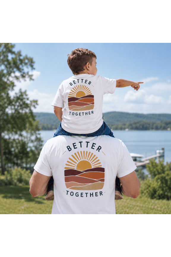 Better Together Sunset Matching Shirt, Dad Son Retro Landscape Tee, Family Matching Outfit, Fathers Day Mini Me Gift