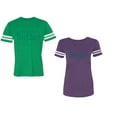 thumbnail image 1 of Better Together Unisex Couple Matching Cotton Jersey style T-Shirt Contrasting stripes on sleeves (Men Green / Women Purple) (Men L / Women S), 1 of 3