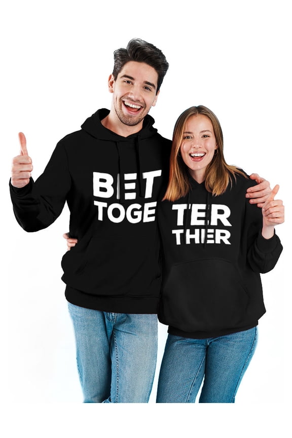 Better Together Valentine's Day Outfit Matching Hoodies for Couples Men Black Medium / Women Black Small