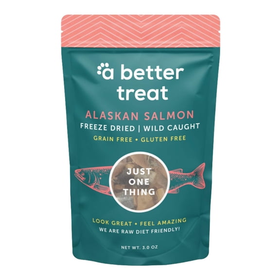 A Better Treat  Freeze Dried Salmon Dog Treats, Wild Caught, Single Ingredient | Natural High Value | Gluten Free, Grain Free, High Protein, Diabetic Friendly | Natural Fish Oil | Made in The USA