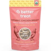 A Better Treat   Organic Freeze Dried Chicken Breast Dog Treats, Organic, Single Ingredient | Natural Healthy High Value | Gluten Free, Grain Free, High Protein, Diabetic Friendly | Made in The USA