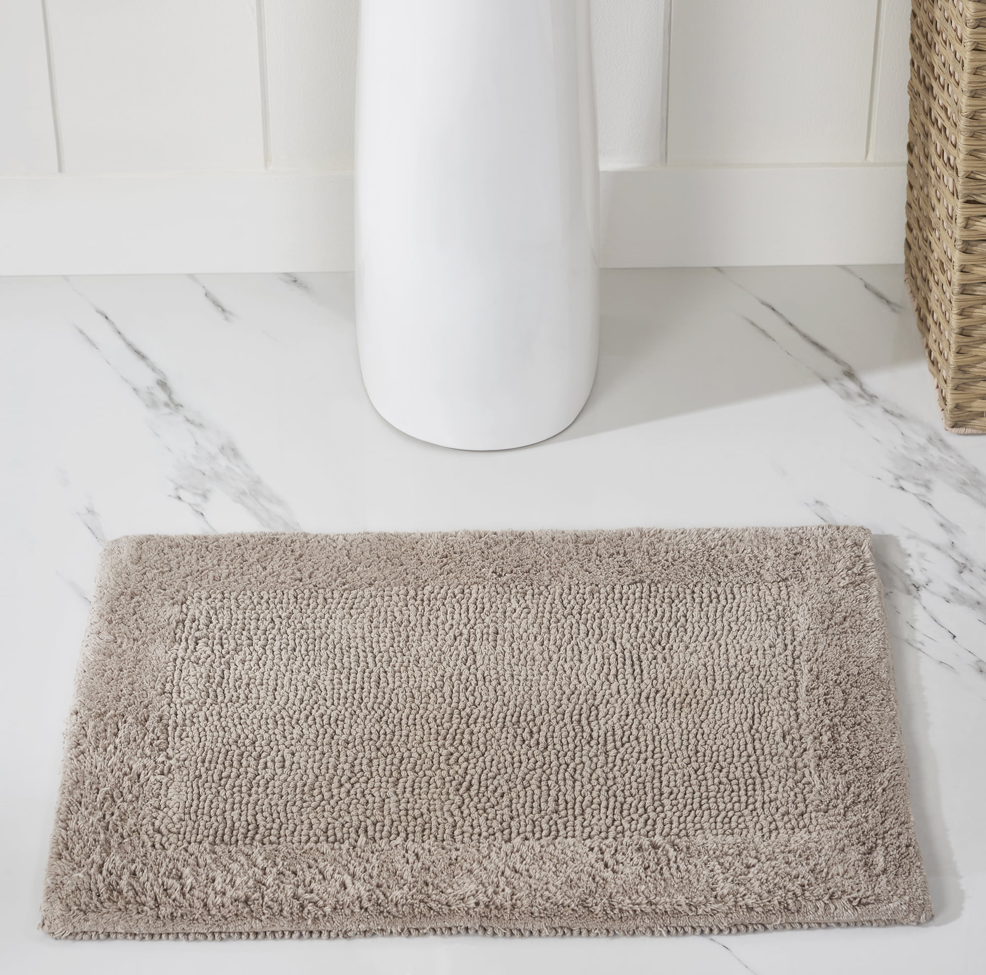 Edge Beige Cotton Tufted Reversible Bath Rug Set 17" x 24"