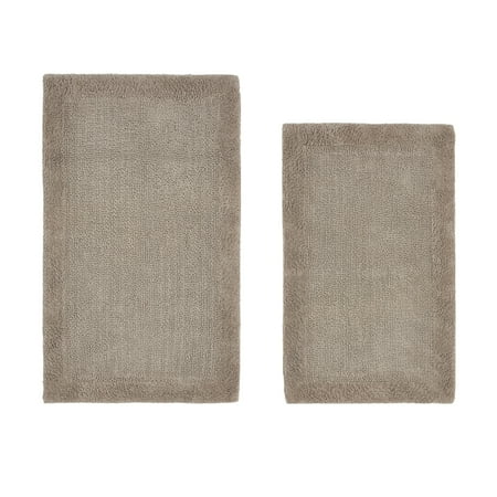 Better Trends Edge Sand 100% Cotton Reversible 2 Piece Bath Rug Set, 21" x 34" | 24" x 40"